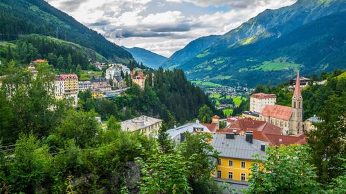 Aerial view of the Austrian ski and spa resort Bad gastein famous for waterwall flowing through ist city center © trabantos/Shutterstock